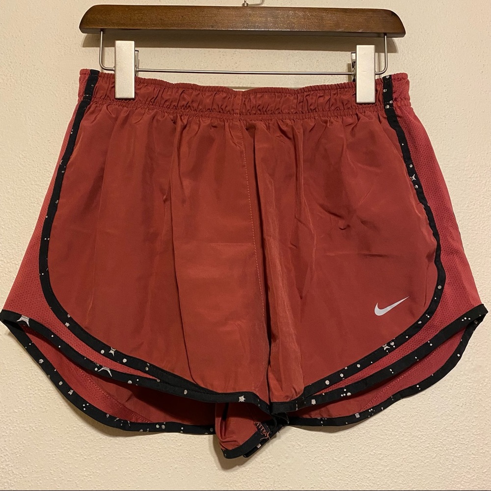 Dark Red Nike Shorts with black and white trim